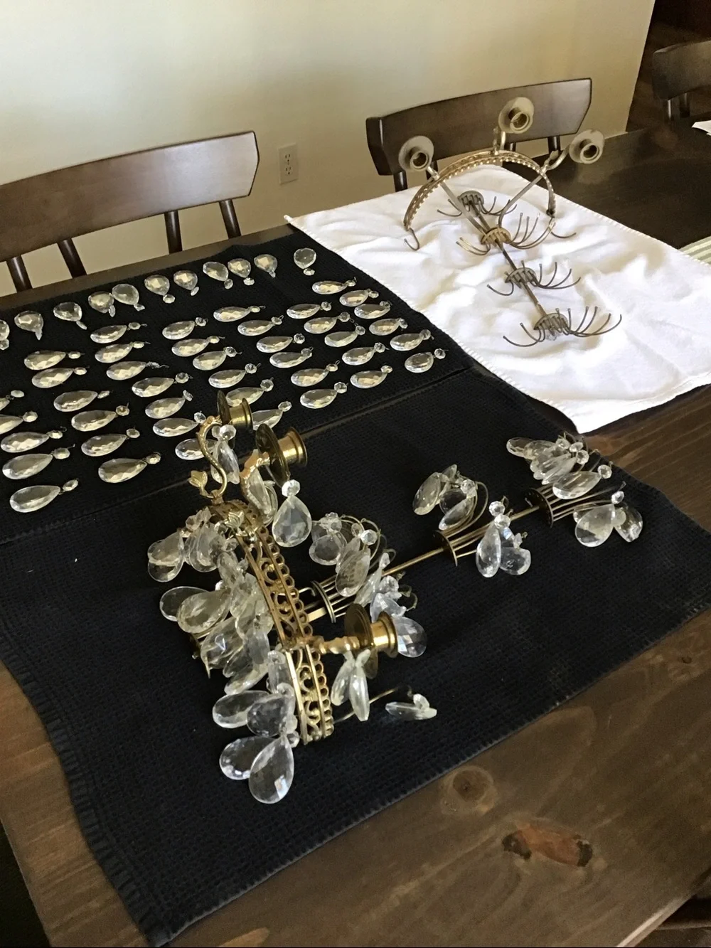 Vintage Neoclassical-style brass glass teardrop/pear wall sconces-2